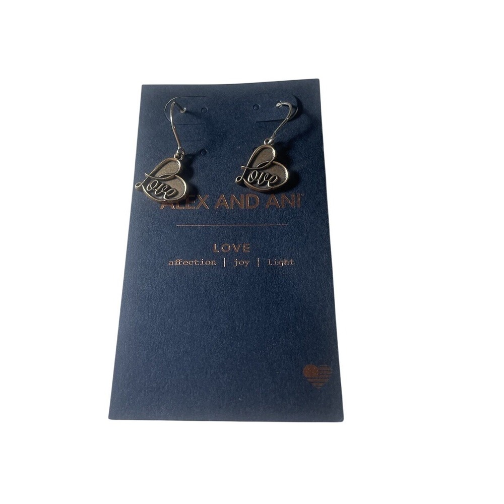 Alex and Ani Love Heart Drop Earrings‎ Silver Tone